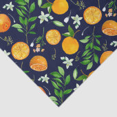 Orange Citrus Sommer Floral Botanisches Muster Seidenpapier (Detail)