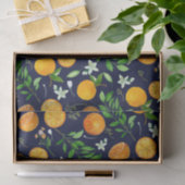 Orange Citrus Sommer Floral Botanisches Muster Seidenpapier (Geschenk)