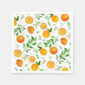 Orange Citrus Sommer Floral Botanisches Muster Serviette (Vorderseite)