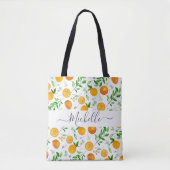 Orange Citrus Sommer Floral Botanisches Muster Tasche (Vorderseite)