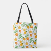 Orange Citrus Sommer Floral Botanisches Muster Tasche (Rückseite)