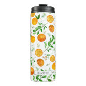 Orange Citrus Sommer Floral Botanisches Muster Thermosbecher (Vorderseite)