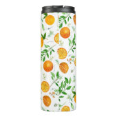 Orange Citrus Sommer Floral Botanisches Muster Thermosbecher (Rückseite)