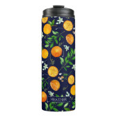 Orange Citrus Sommer Floral Botanisches Muster Thermosbecher (Vorderseite)