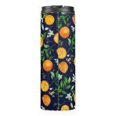 Orange Citrus Sommer Floral Botanisches Muster Thermosbecher (Rückseite)
