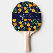 Orange Citrus Sommer Floral Botanisches Muster Tischtennis Schläger (Vorderseite)