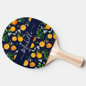 Orange Citrus Sommer Floral Botanisches Muster Tischtennis Schläger (Seitenansicht)