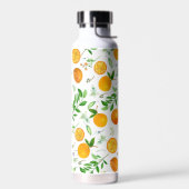 Orange Citrus Sommer Floral Botanisches Muster Trinkflasche (Links)