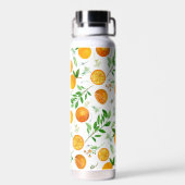 Orange Citrus Sommer Floral Botanisches Muster Trinkflasche (Rückseite)