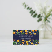 Orange Citrus Sommer Floral Botanisches Muster Visitenkarte (Stehend Vorderseite)