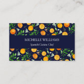 Orange Citrus Sommer Floral Botanisches Muster Visitenkarte (Vorderseite)