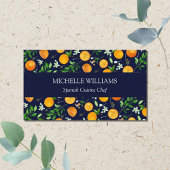 Orange Citrus Sommer Floral Botanisches Muster Visitenkarte