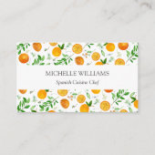 Orange Citrus Sommer Floral Botanisches Muster Visitenkarte (Vorderseite)