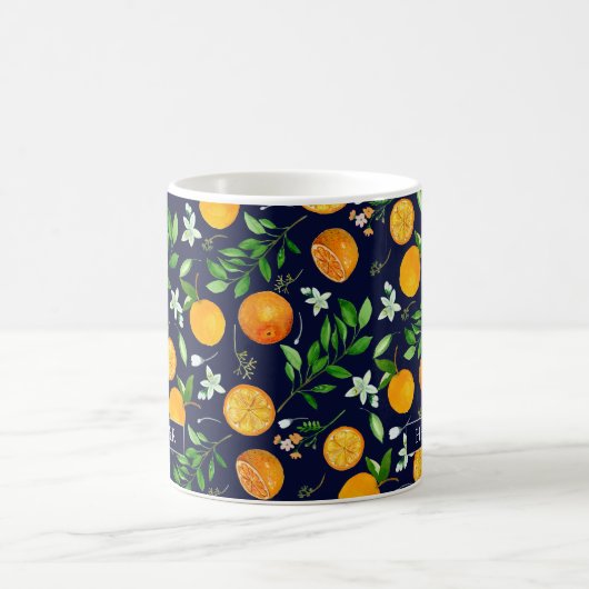 Orange Citrus Sommer Floral Muster Coff Kaffeetasse (Mittel)