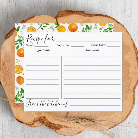 Orange Citrus Summer Floral Botanical Recicard