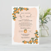 Orange Citrus Süsse Babydusche durch Mail Quaranti Einladung (Stehend Vorderseite)