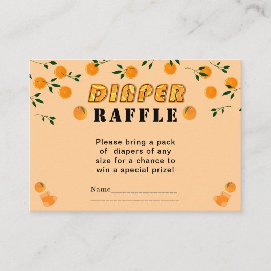 Orange Citrus Themed Diaper Kinderdusche Begleitkarte (Vorderseite)