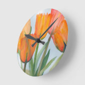 Orange Citrus Tulips Runde Wanduhr (Winkel)