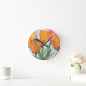 Orange Citrus Tulips Runde Wanduhr (Zuhause)