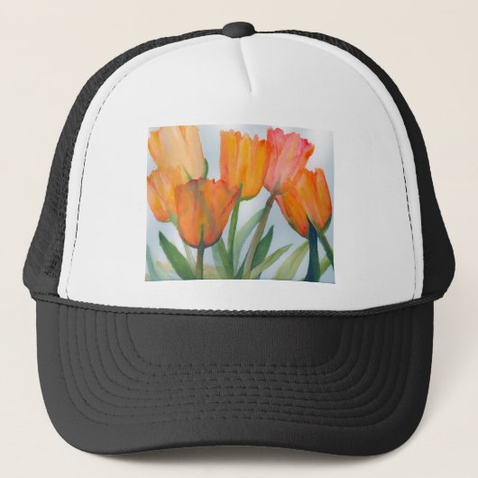 Orange Citrus Tulips Truckerkappe (Vorderseite)