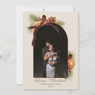 Orange Citrus und Cinnamon Holiday Foto Card Feiertagskarte