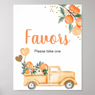 Orange Citrus Vintag Truck Wasserfarbe Zeichen Poster