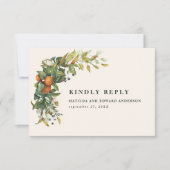 Orange Citrus Watercolor Botanical Wedding RSVP Karte (Vorderseite)