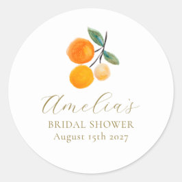 Orange Citrus Watercolor Bridal Brunch Custom Runder Aufkleber