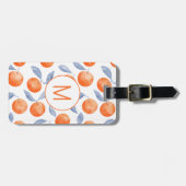 Orange Citrus Watercolor Monogram Mediterranean Gepäckanhänger (Vorderseite horizontal)