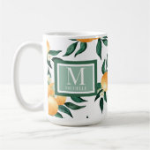 Orange Citrus Watercolor Monogram Name Kaffeetasse (Links)