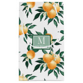 Orange Citrus Watercolor Monogram Name Kleine Geschenktüte (Rückseite)