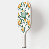 Orange Citrus Watercolor Monogram Pickleball Schläger (Links)