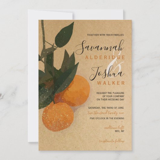 ORANGE CITRUS WATERCOLOR WEDING INVITATION EINLADUNG (Vorderseite)