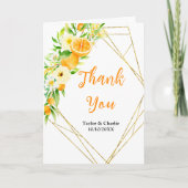 Orange Citrus Wedding Dankeskarte (Vorderseite)