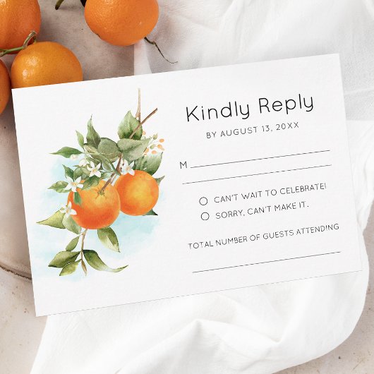 Orange Citrus Wedding RSVP Card Karte