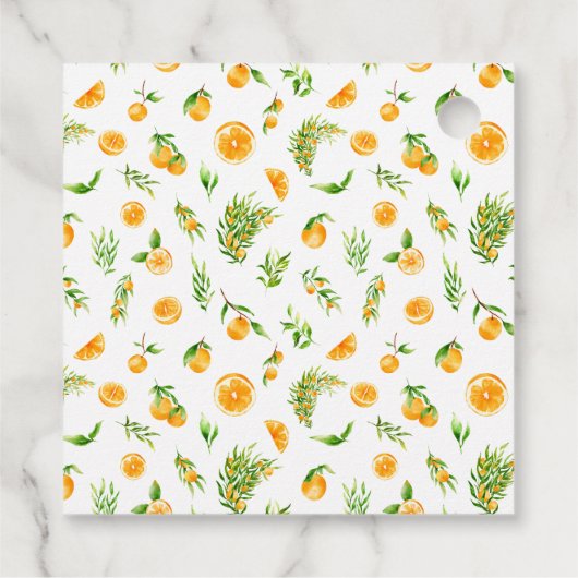 Orange Citrus Wedding Vielen Dank Geschenkanhänger (Rückseite)