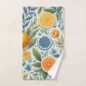Orange Citrus Whimsical Watercolor Obstbäume & Blü Badhandtuch Set (Handtuch)