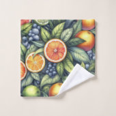 Orange Citrus Whimsical Watercolor Obstbäume & Blü Badhandtuch Set (Waschlappen)