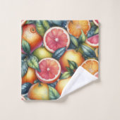 Orange Citrus Whimsical Watercolor Obstbäume & Blü Badhandtuch Set (Waschlappen)