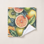 Orange Citrus Whimsical Watercolor Obstbäume & Blü Badhandtuch Set (Waschlappen)