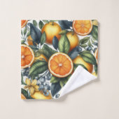 Orange Citrus Whimsical Watercolor Obstbäume & Blü Badhandtuch Set (Waschlappen)
