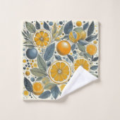 Orange Citrus Whimsical Watercolor Obstbäume & Blü Badhandtuch Set (Waschlappen)