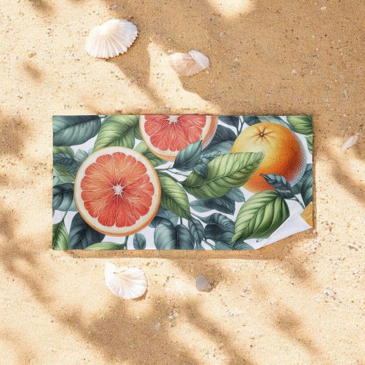 Orange Citrus Whimsical Watercolor Obstbäume & Blü Strandtuch