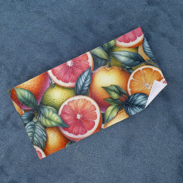 Orange Citrus Whimsical Watercolor Obstbäume & Blü Strandtuch