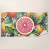 Orange Citrus Whimsical Watercolor Obstbäume & Blü Strandtuch (Vorderseite)