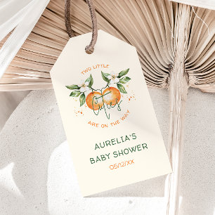 Orange Citrus Zwei Kleine Süße Zwillinge Baby Show Geschenkanhänger
