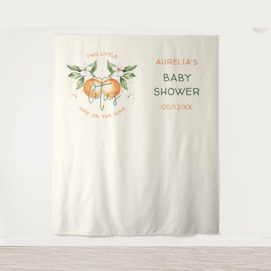 Orange Citrus Zwei kleine Süssen Zweiwindusche Wandteppich (Vorderseite)