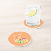 Orange Citrusfrucht sei fruchtig Getränkeuntersetzer (Seite)