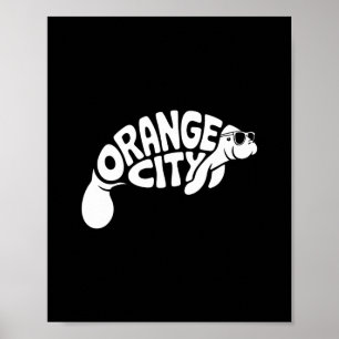 Orange City Manatee Orlando Florida Süßer Urlaub Poster