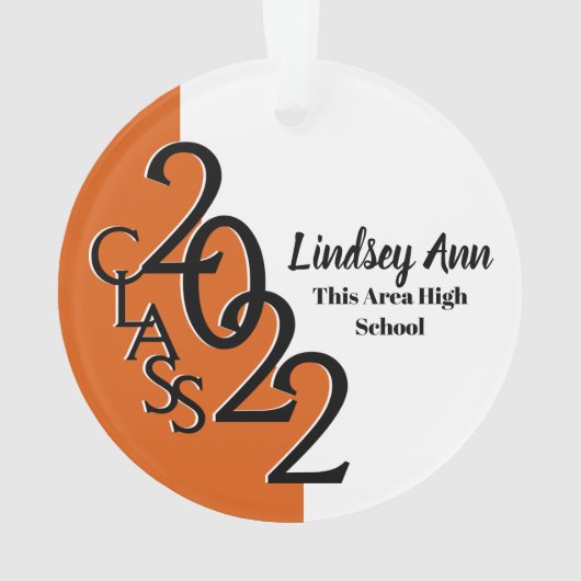 Orange Class 2022 Abschluss Foto Ornament (Rückseite)